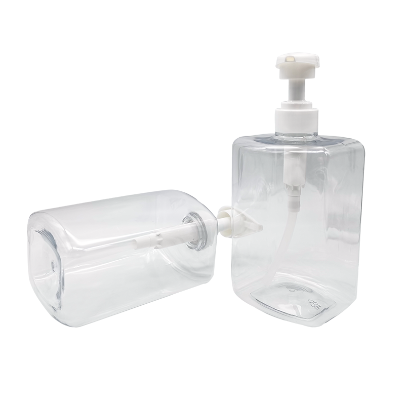 Bouteille de lotion de gel douche shampoing transparent carré