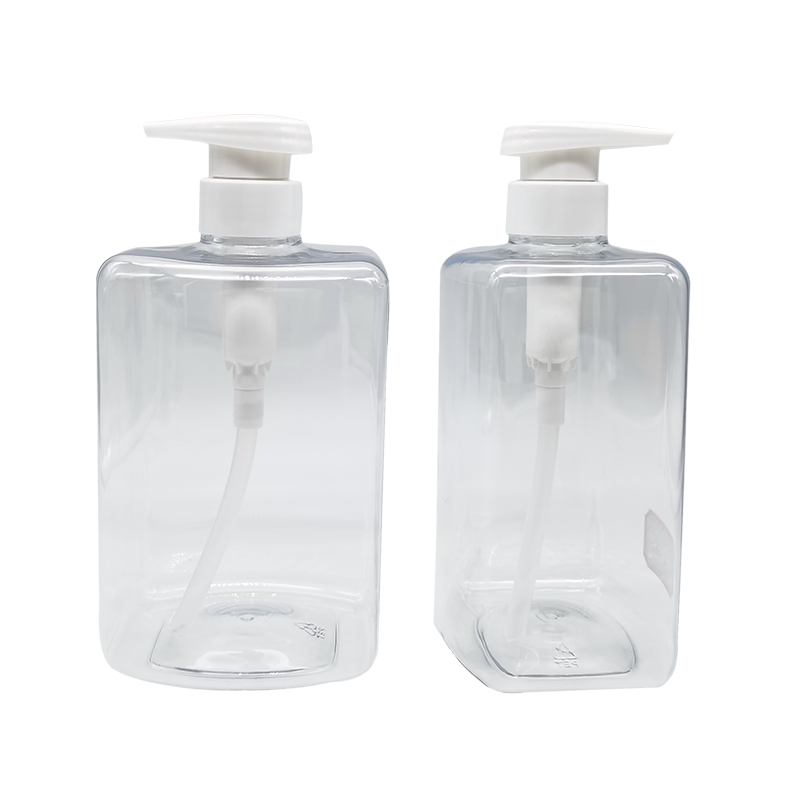 Bouteille de lotion de gel douche shampoing transparent carré
