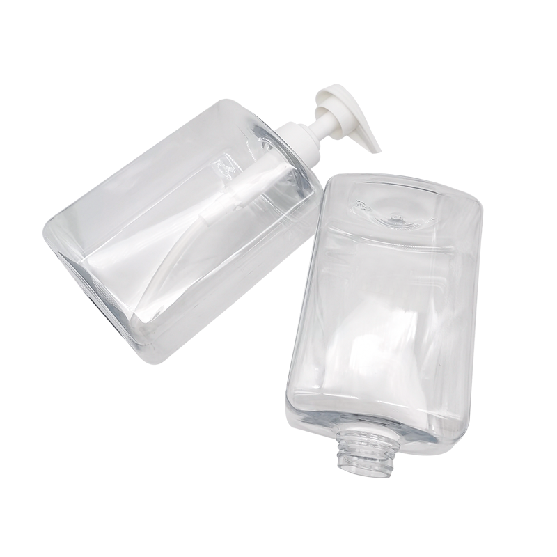 Bouteille de lotion de gel douche shampoing transparent carré